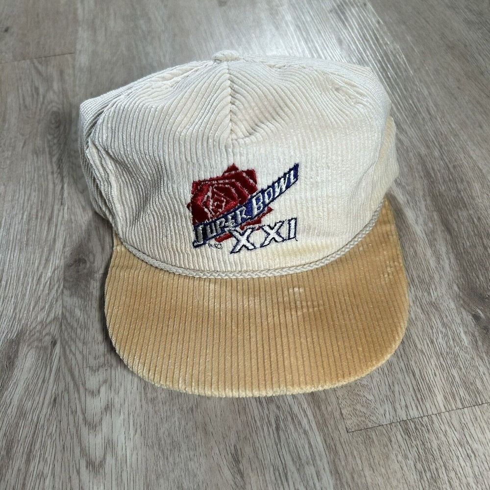Super Bowl XXI Corduroy Hat - Cream and Tan